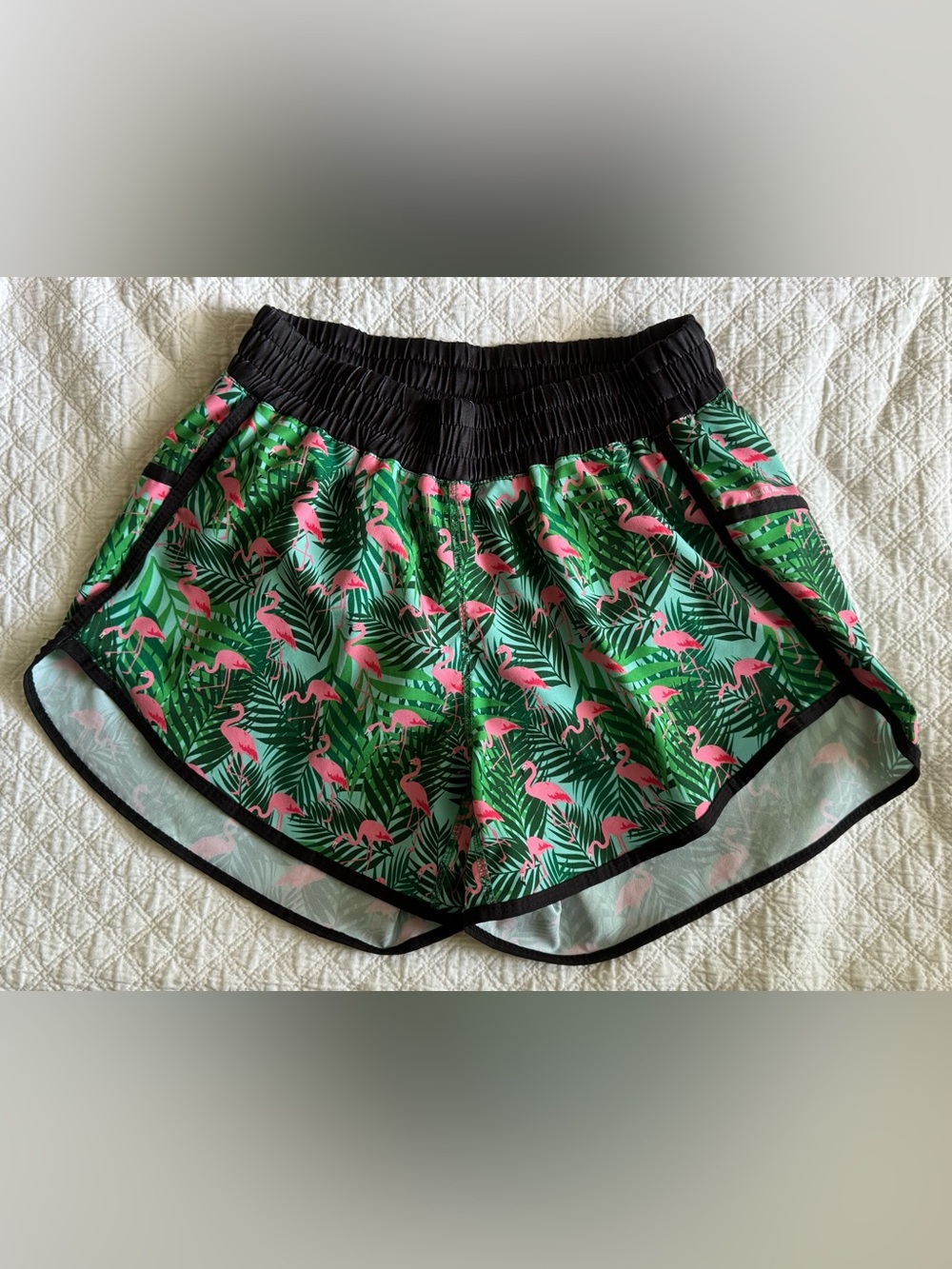 Gone for a Run Women's Pink Flamingo Print Shorts size 10